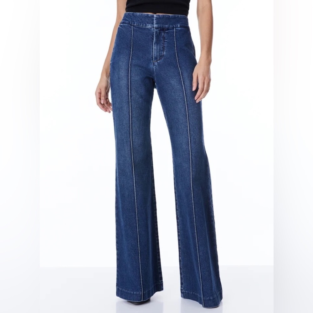 NEW Alice + Olivia high rise wide leg jeans